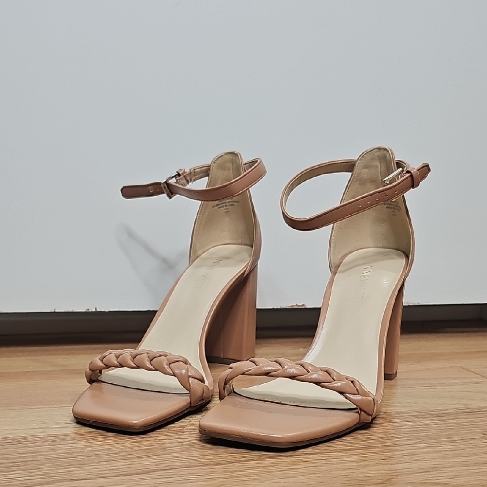 Nine West Tan Braided Strap Heels